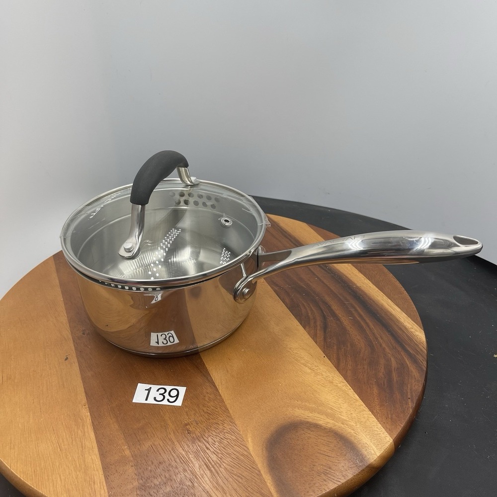 AVACRAFT Tri Ply‎ Stainless Steel Saucepan with Glass Strainer Lid, 2.5QT
